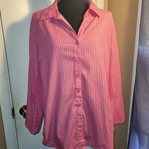 Grand & Greene Long Sleeve Pink Button Up With Side Gussets 1X
